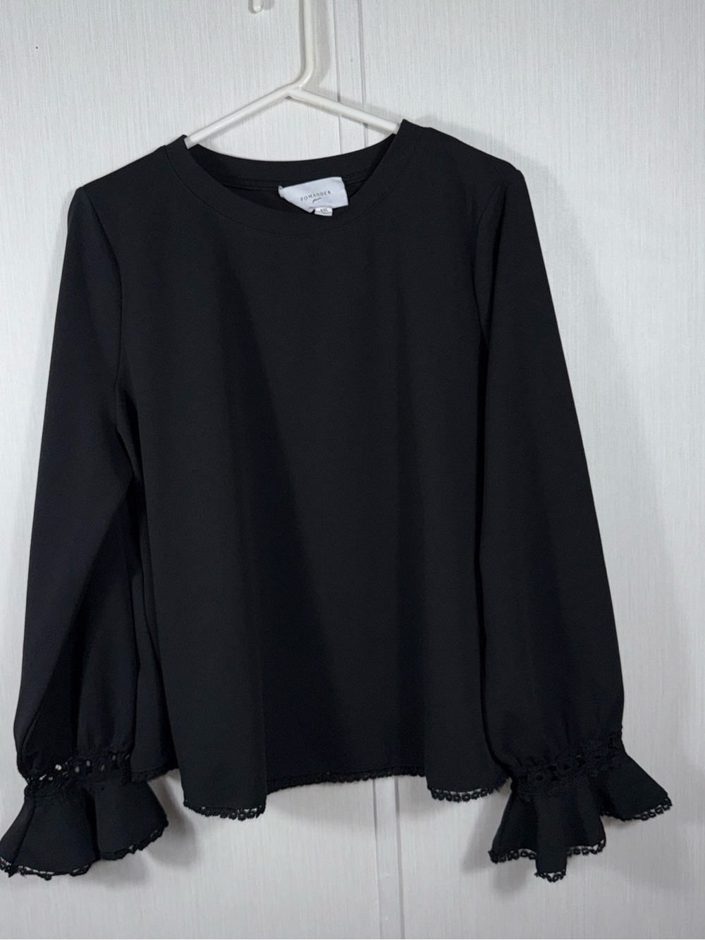 Pomander Place Black Long Sleeve Ruffle Cuff Blouse